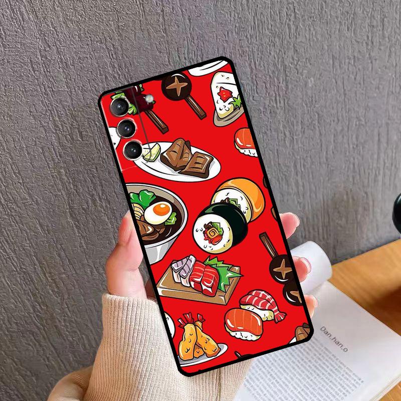 Kawaii Sushi Crowd Phone Case For Samsung Galaxy S24 Ultra S20 S21 S22 S23 S25 Plus S9 S10 S24 S25 FE Cover