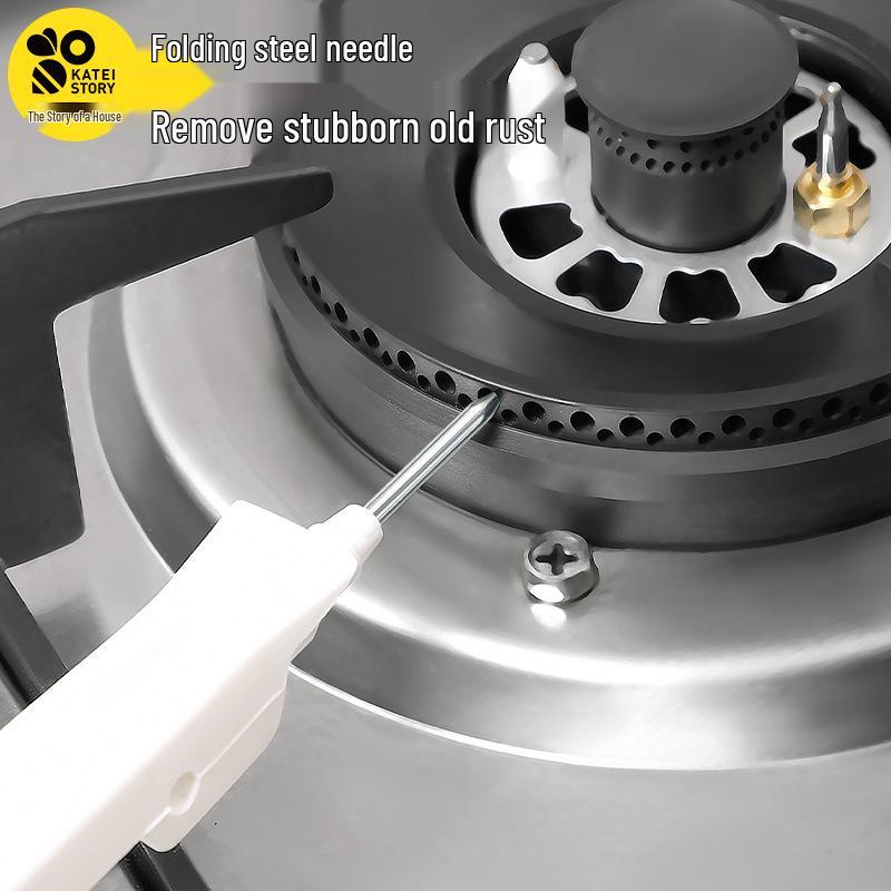 Multi-Purpose Gas Stove & Groove Cleaning Brush with Steel Wool