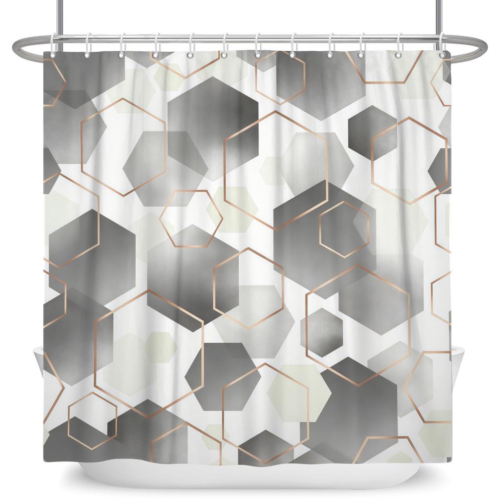 3d Bathroom Curtains Colorful Geometry Shower Curtains Waterproof Polyester Fabric With Hooks Home Decor Washable Bath Curtain