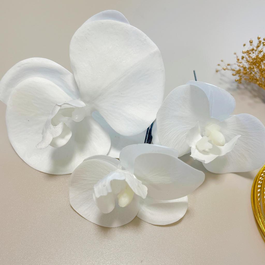 Phalaenopsis Haarschmuck Gold Gypsophila Mizuhiki Blattgold Zeremonie zur Volljährigkeit Abschlussfeier Kopfschmuck Hochzeit Kimono Furisode Hakama