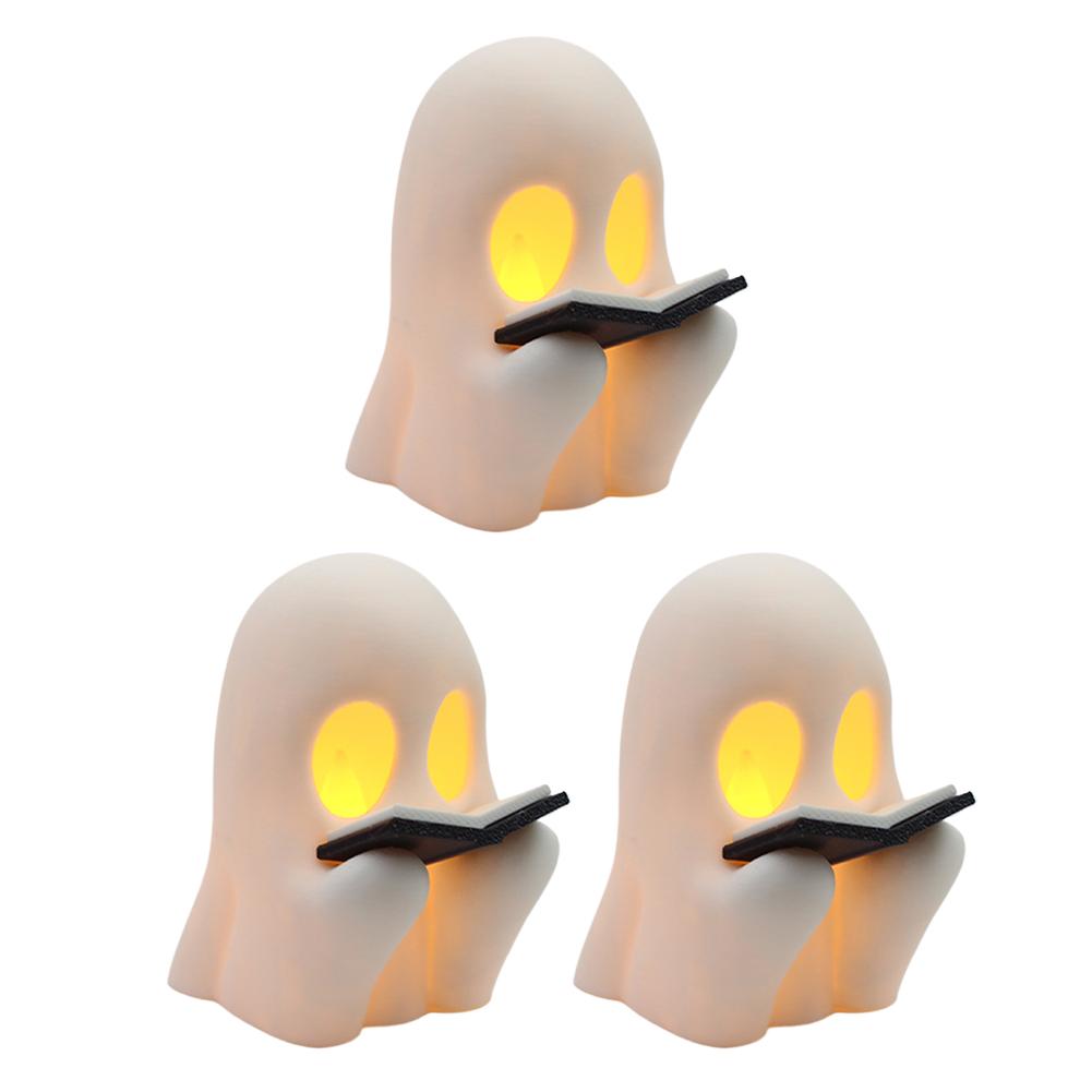 3D LED Ghost Night Light Halloween Ornament Figurine Small Table Lamp For Indoor Halloween Decorations Cute Cartoon Kid Gifts