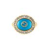 Gucci Double G Interlocking G Pattern Fashion Jewelry Resin Crystal Metal Ring Women rings Blue 753903-I9875-8519