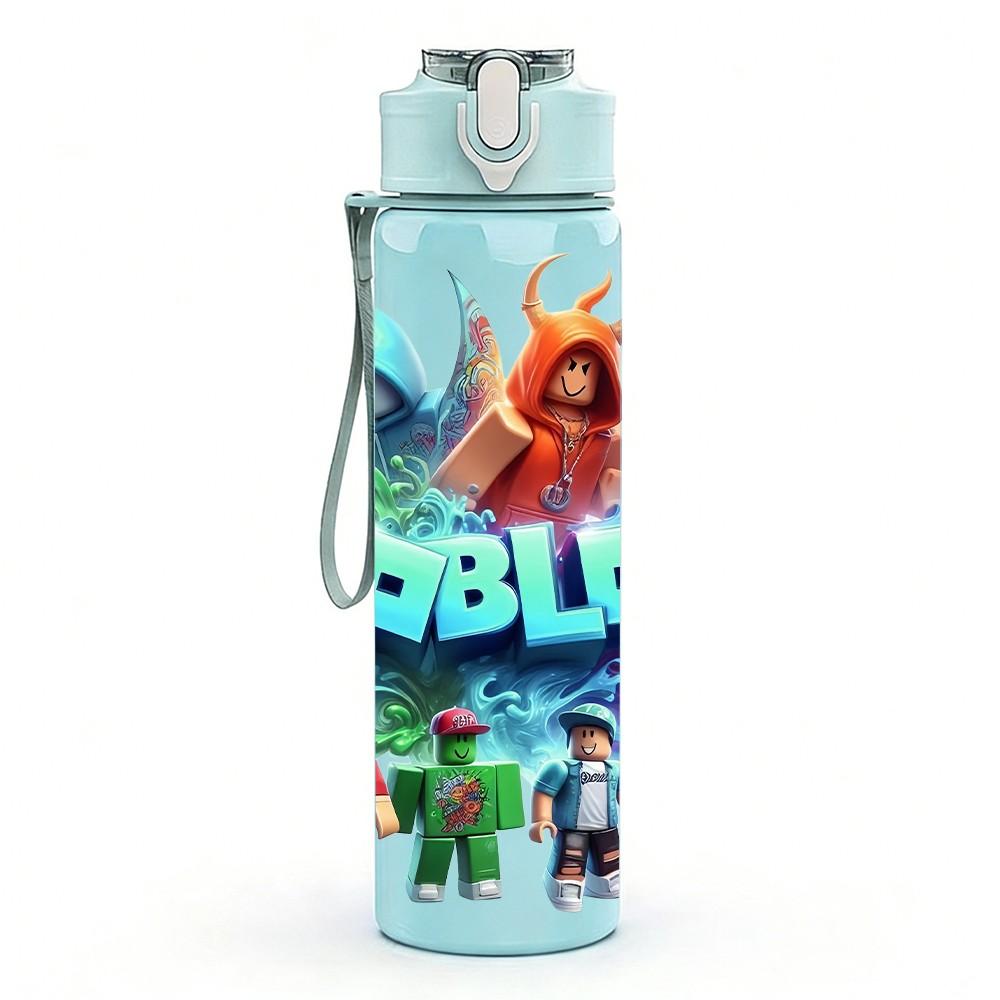 1PC Roblox Game Character Print 750ml Color Plastic Sports Water Bottle Leakproof Flip Straw Lid Suitable for Sports Office Home Use