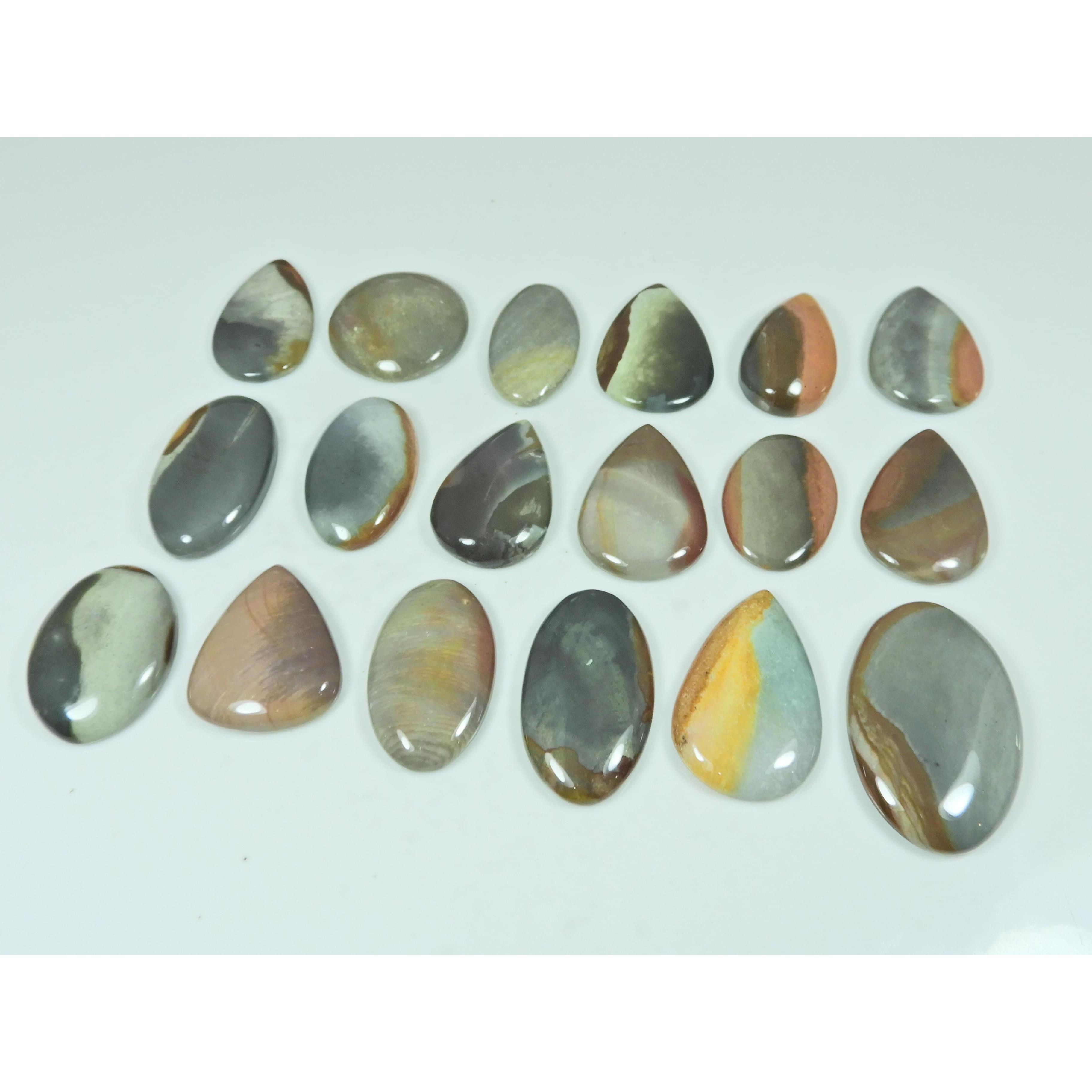 380Cts. Natural Imperial Jasper Mix Shape Cabochon Loose Gemstone 18Pcs Lot C-2948