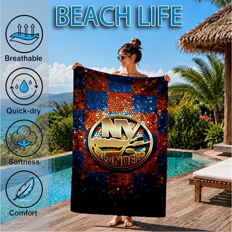 Islanders Hockey Pride Beach Towel, Super Soft Microfiber, Perfect Gift for Her/Him, Birthday, for Pool, Beach, Travel, Decor Beach Party