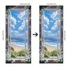 1pcs Self Adhesive Removable Vinyl Door Stickers Sea View Window Stickers Living Room Bedroom Entrance Decoration Stickers Blue