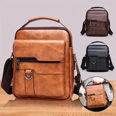 Erkek Vintage Deri Çapraz Askılı Omuz Çantaları Yüksek Kaliteli Tote Moda İş Erkek Postacı Çantası Deri PU Çantalar