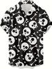 Skull Vintage Pattern 3D Printed Men's Casual Shirt, Fashionable Hip-Hop Rock Street Style Hawaiian Shirt