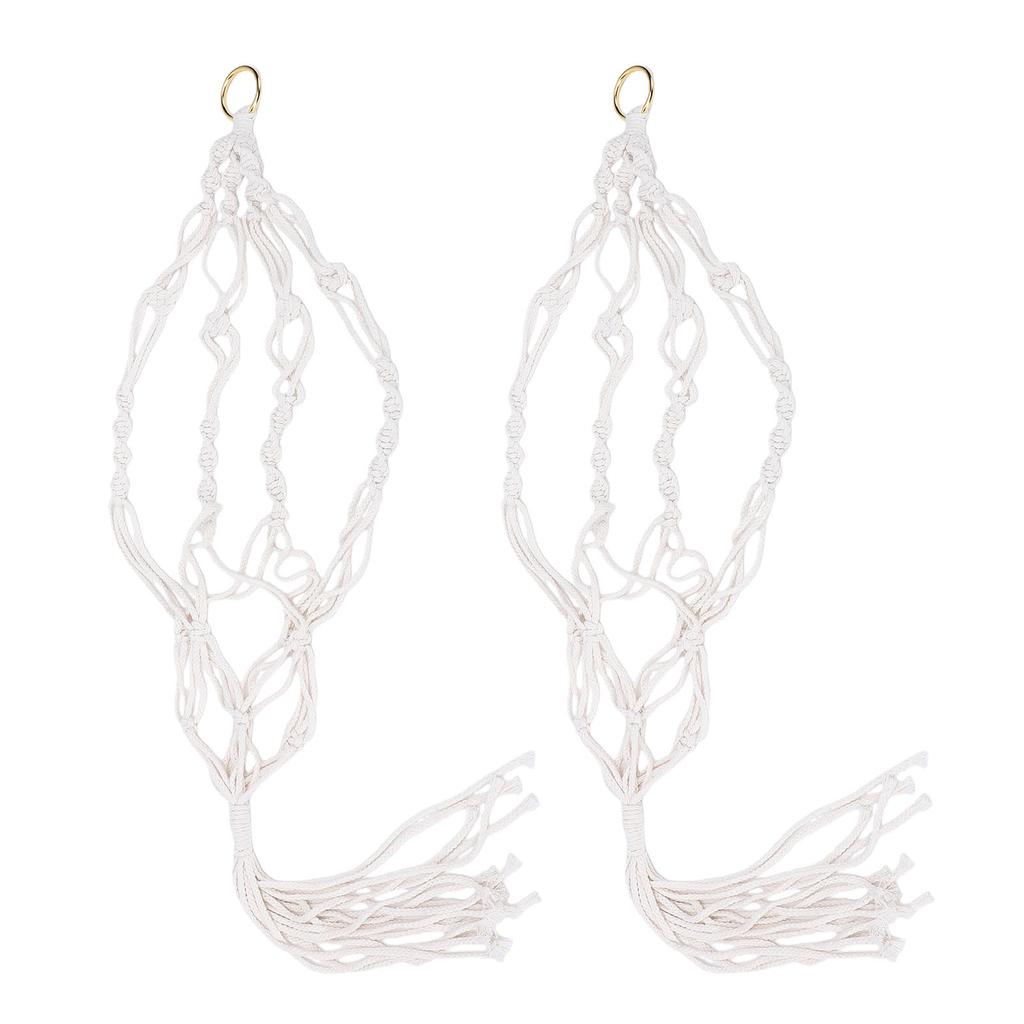 2pcs Macrame Plant Hanger 41.34in with Tassels Woven Cotton Rope Hanging Plant Basket for Indoor Outdoor Home Decor 01