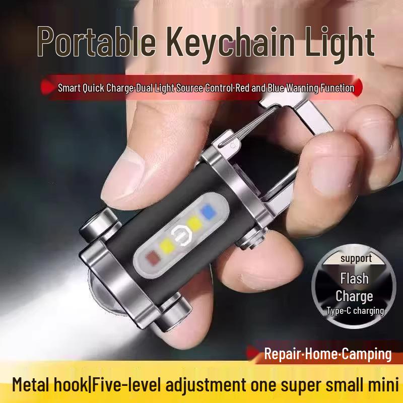 Portable Waterproof Keychain Flashlight – Multifunctional, Rechargeable Emergency Light