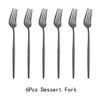6pcs/Set Black Gold Dessert Fork Set Mirror Stainless Steel Colorful Fork Set Tableware Cutlery Set Home Party Kitchen Tableware