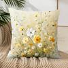 Federa Cuscino Decorativo Floreale Botanico Giallo Margherita Acquerello, Morbido Pastello