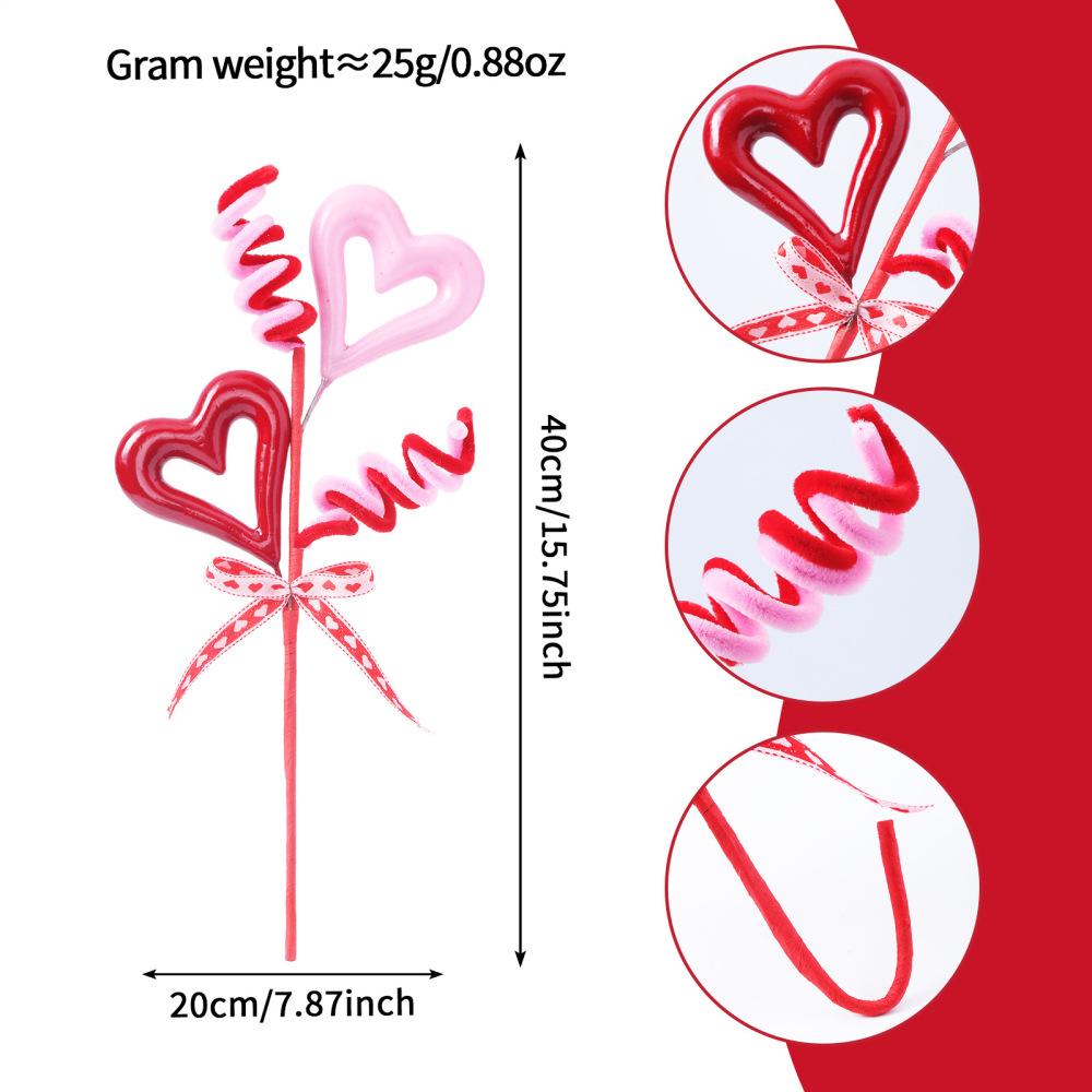 Valentine's Day Heart-Shaped Branch Decorations Artificial Berry Stems Decorative Heart-Shaped Decor For Banquet Wedding Party