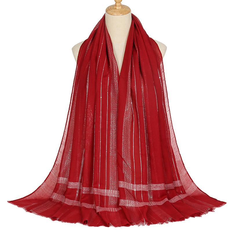 Plain Lurex Sliver Glitter Sequin Fringe Viscose Shawl Scarf Lady Soft Thin Hijabs and Wraps Bufandas Muslim Sjaal 180*80Cm