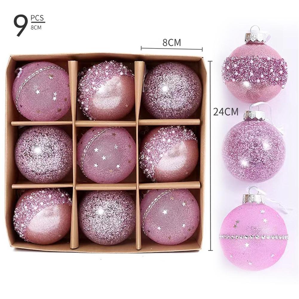 8CM 9 Pcs Christmas Balls Ornament Xmas Tree Hanging Pendant Decorations Home Christmas Decoration Accessories
