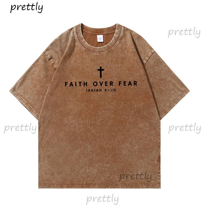 Faith Over Fear TShirt Christian T Shirt Christian Merch Jesus Tshirt Minimalist Faith Teen Cotton Casual Short Sleeve Tees S
