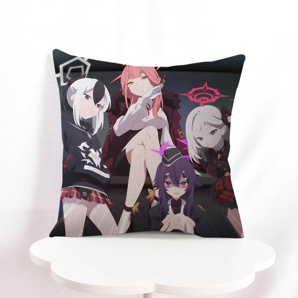 B-blue Archive Anime Throw Pillow Cover 45x45cm Soft Cozy Cotton Outdoor Decorative Pillowcase Covers With Zipper For Couch