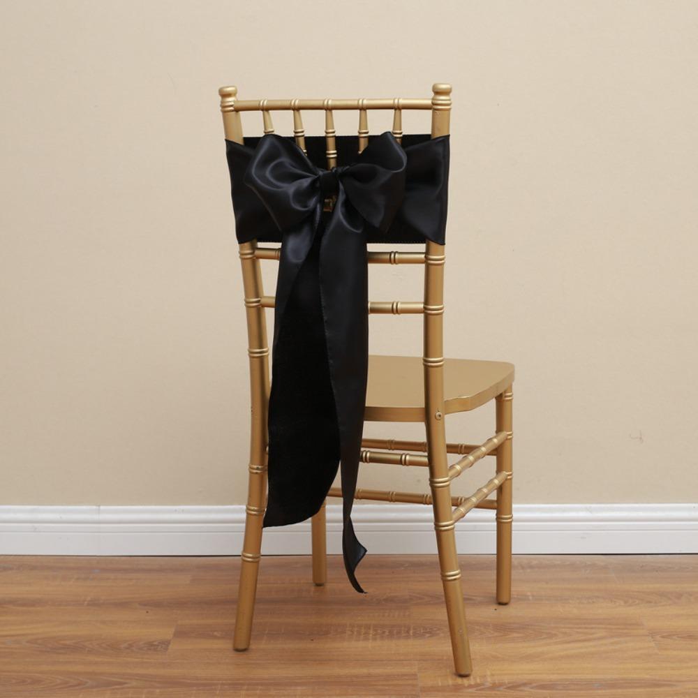 5pcs Vintage Bow Chair Cover 275cm Chair Back Ribbon Satin Wedding Chair Sashes  Baby Shower