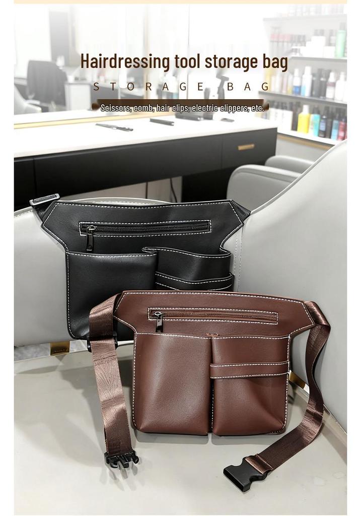 Leather Barber Crossbody & Waist Tool Bag for Scissors and Hairdressing Supplies