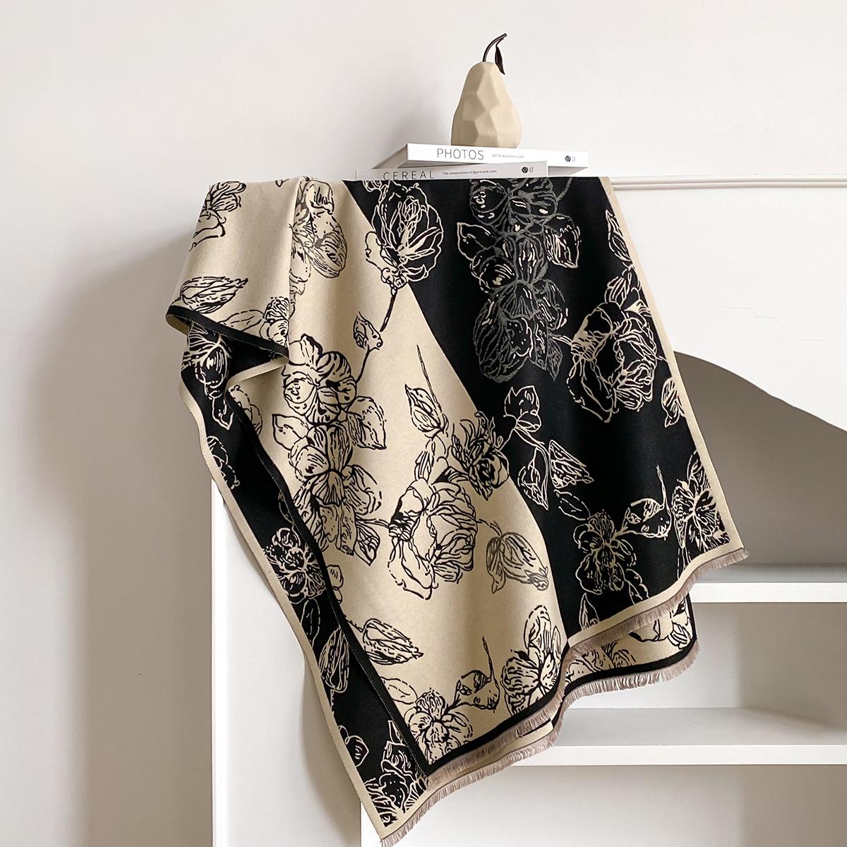 

New Fashion Scarves Women Two-sided Print Tassels Shawl Winter Warm Wrap Bandana Pashmina Female Foulard Thick Blanket Scarf