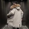 Winter Coat Men's Trend Thickened Medium and Long Large Fur Collar Outdoor Young Men's Down Jacket
