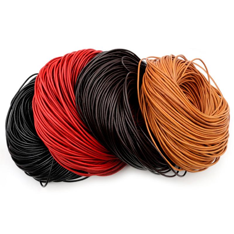 1 1.5 2 2.5 3 4 5mm 4 Colori Vera Pelle di Mucca Cordino Tondo per Braccialetti Fai da Te Cavo per la Creazione di Gioielli