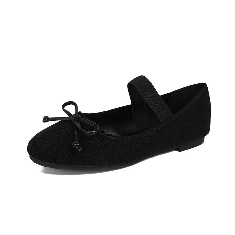 666-8 Large Size Shoes 41-43 Bow Elastic Band Mary Jane Flat Ballet Shoes Women's Single Shoes