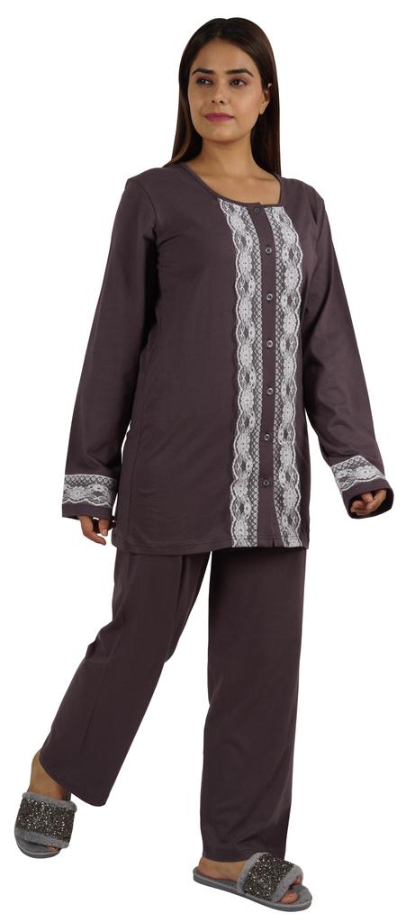 Moomaya Womens Solid 2 Pcs Nightwear Set Sleepwear Top & Pajama PJ NightSets