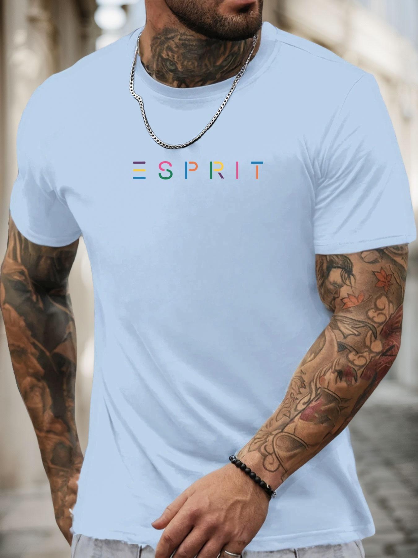 

Футболка з коротким рукавом ESPRIT Чоловіча 100% Бавовна З принтом Літня З круглим вирізом Дихаюча Повсякденна Модна Крута Футболка 3XL