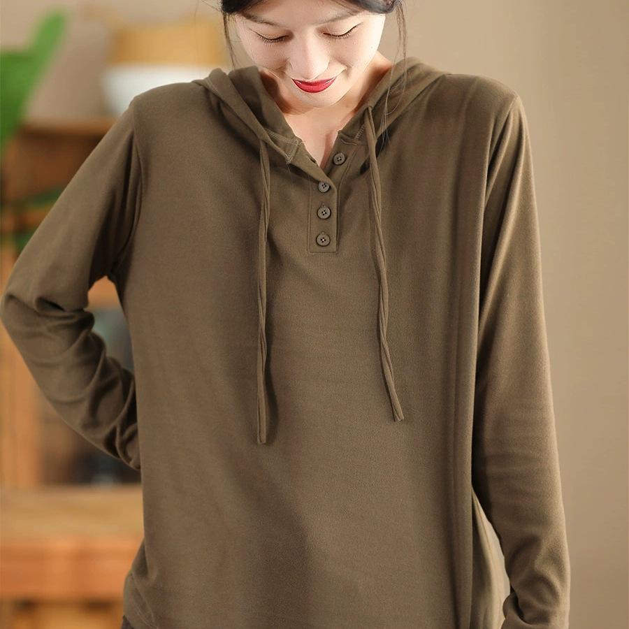 

Yuanyuanmei Autumn Mickey Fleece Hoodie: Soft, Long Sleeve, Loose Fit, Slimming Pullover. L абрикосовый