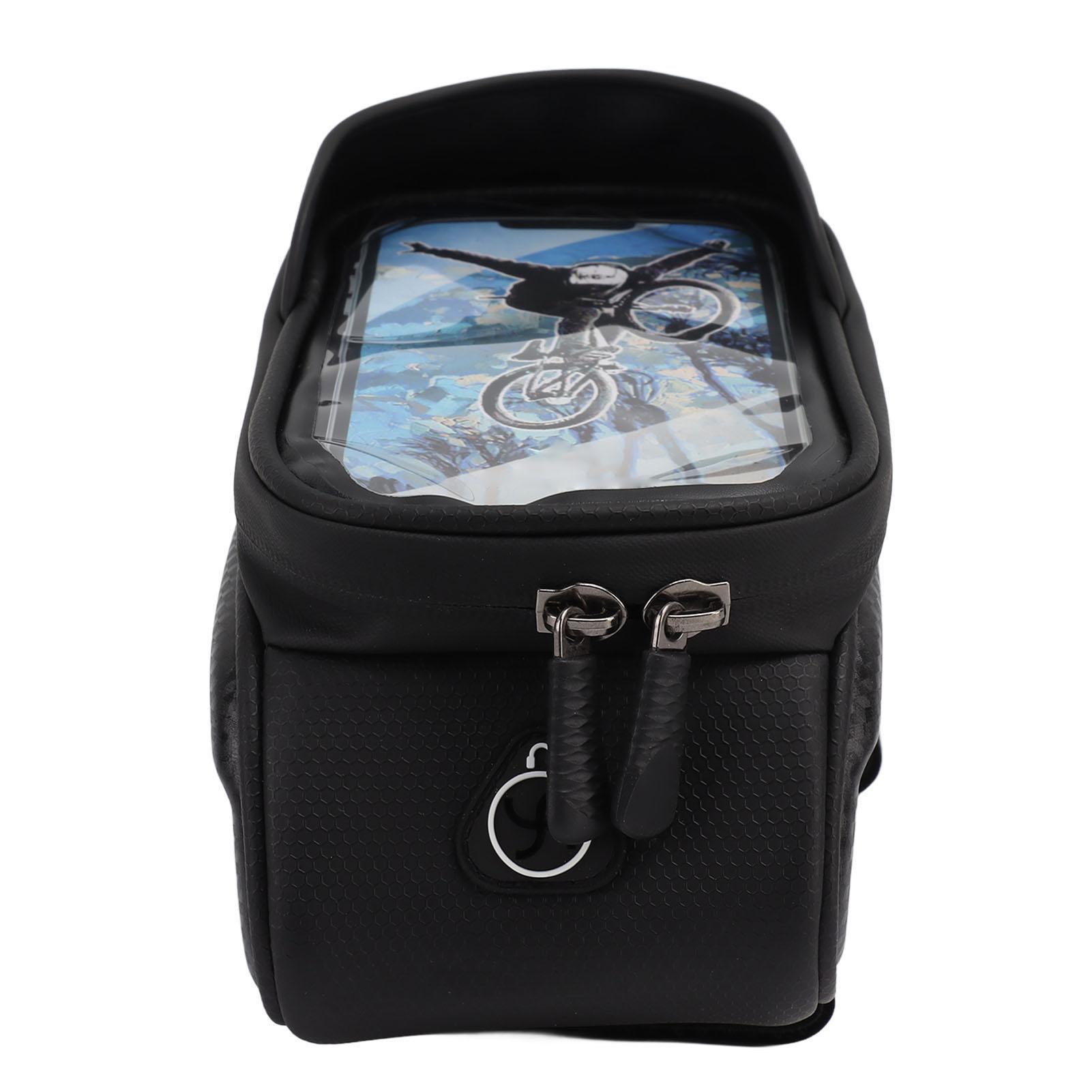 

Сумка-крепление для телефона на велосипед, большая вместимость, водонепроницаемая, из ПУ ткани с карбоновым рисунком, сумка на переднюю раму для велоспорта