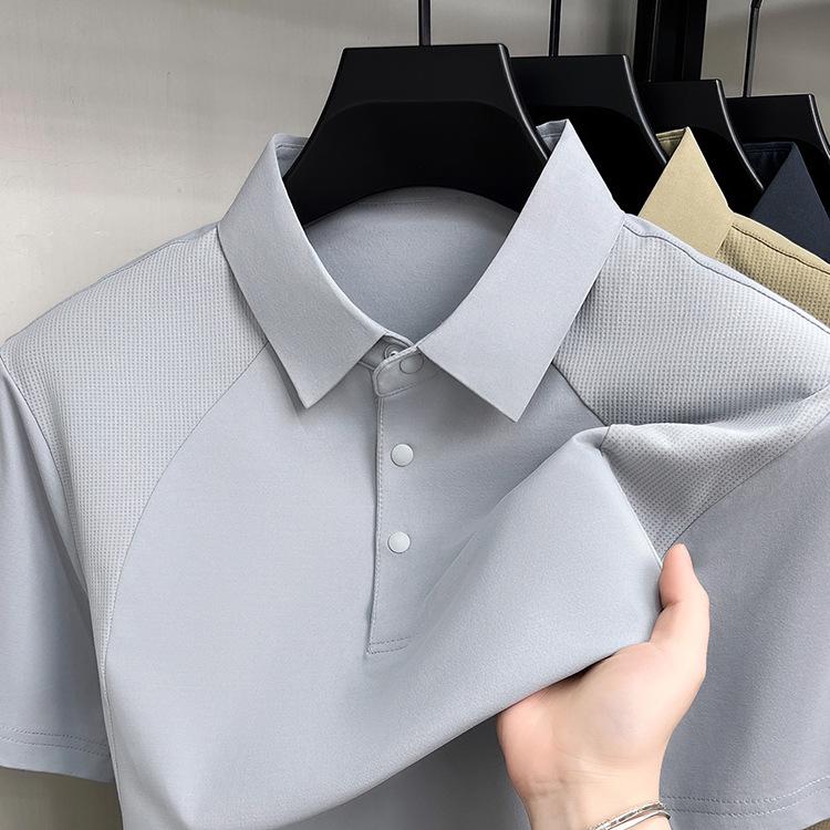 Men s Breathable Ice Silk Polo - Summer Short Sleeve Fashion Tee XL