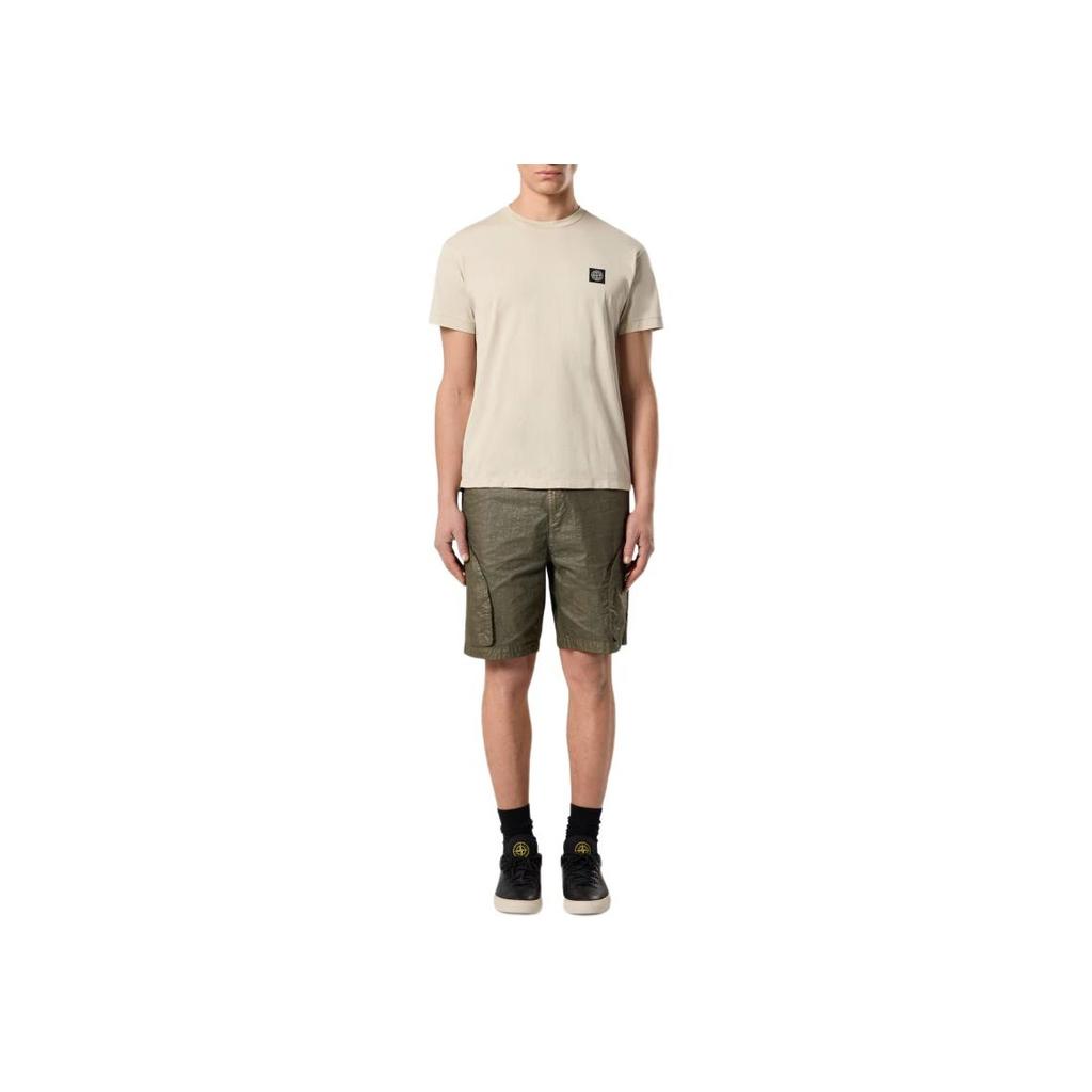 Stone Island Logo Crew Neck Short Sleeve T-Shirt Men Tops Beige K1S1521000-39S0013-V0095