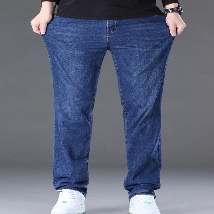 Jeans da uomo taglia grande Tessuto denim ad alta elasticità Pantaloni taglia grande per 45-150 kg Jeans Hombre Jeans a gamba larga Pantalon Homme