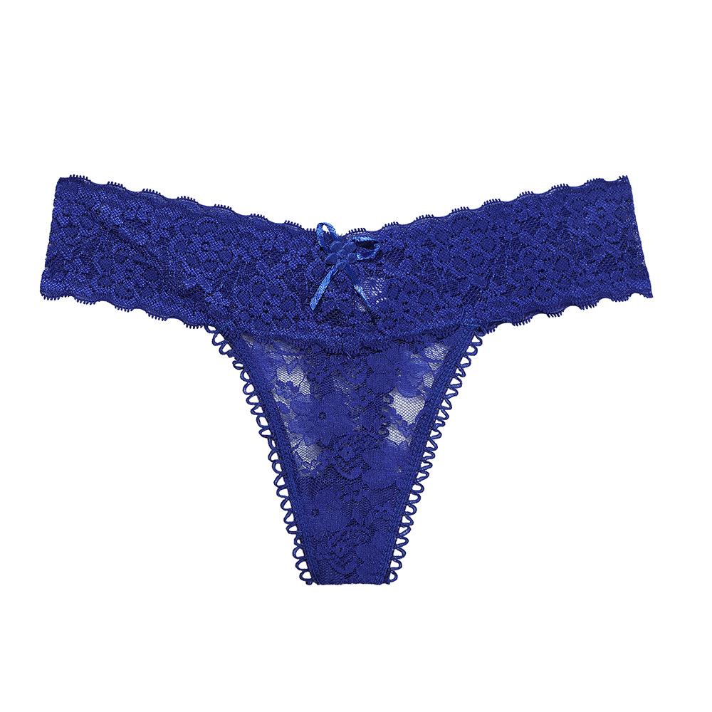 Plus Size Lace Mid-Waist Seamless Thong - Hollow Out Erotic Women's Panties 8018