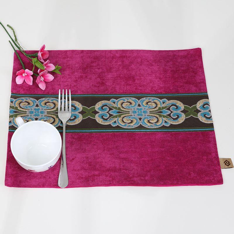 

Chinese Style European High-End American Style New Dining Table Fabric Craft Placemat Luxury Coaster Bowl Placemat Dining Table Cushion Heat Proof Mat Rose-Big Flower 31*40cm