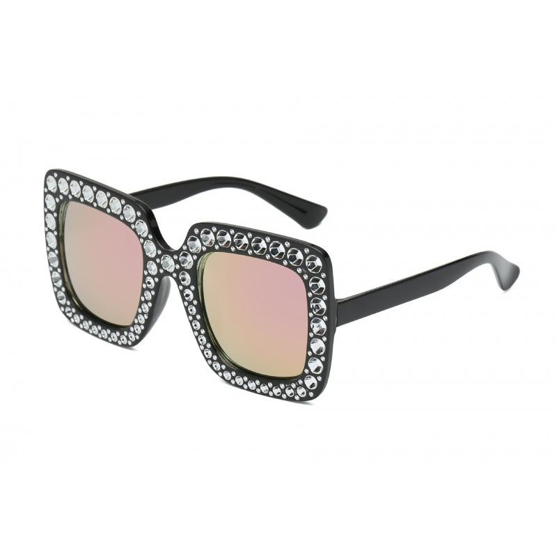 Starry Sky Sunglasses With Diamond Accents, Large Frame Glasses, Square Sunglasses, Street Style Trendy Personalized Sunglasses For Women