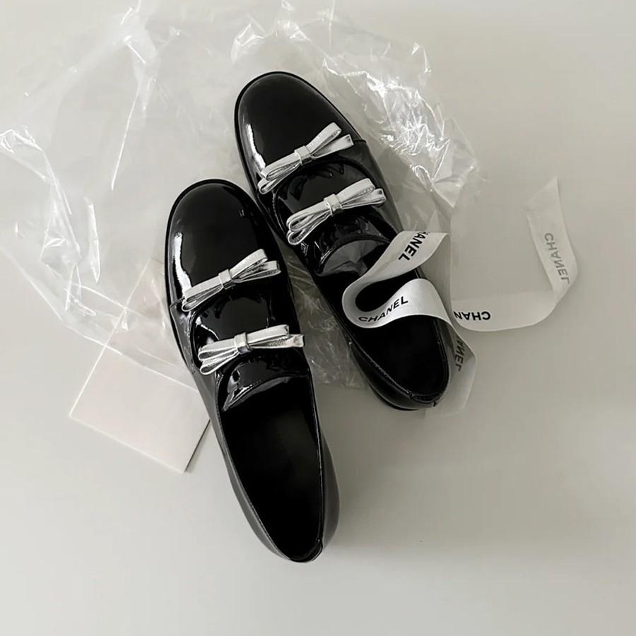 Cowhide version~ Genuine leather retro bow platform small leather shoes versatile round head one pedal loafers flat single shoes