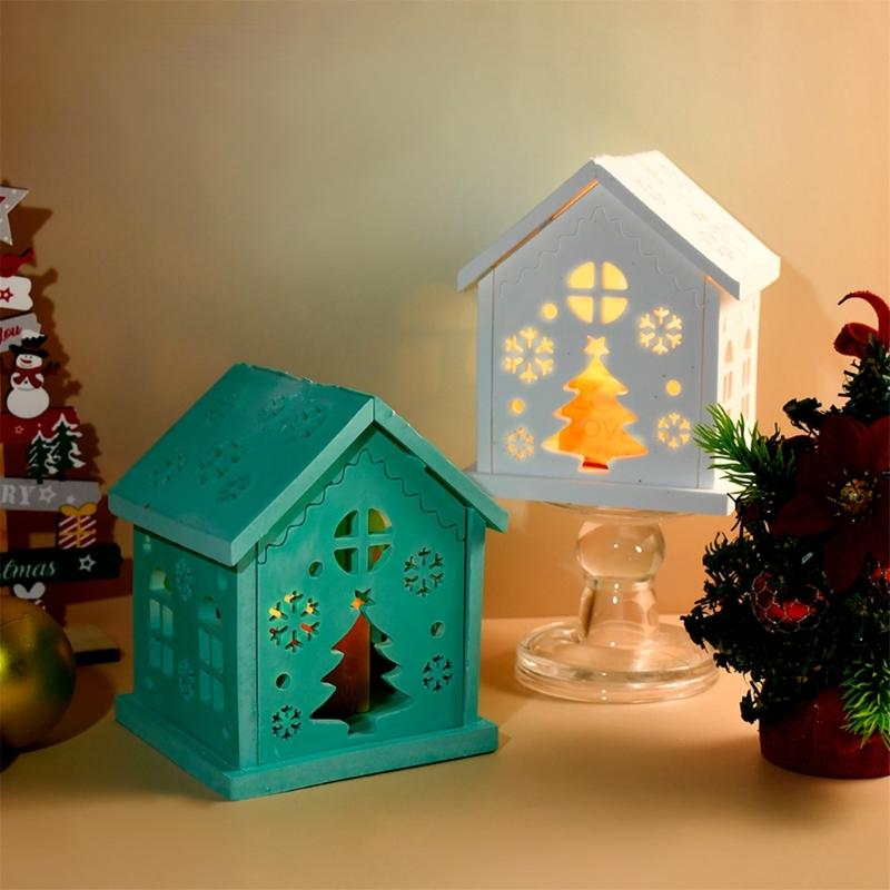Christmas Tree Candle House Silicone Mold Set Holiday Candle House Mold Silicone Christmas Tree Mold For Seasonal Decors