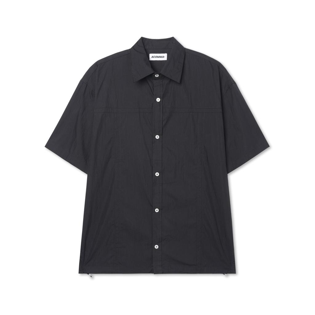 APOSTROPHE COMMA Horizon Nylon String Short Sleeve Shirt_Black