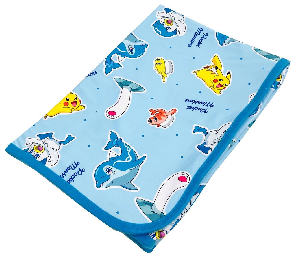 MORIPiLO Pokemon Summer Towel Blanket (Pikachu Cool Blanket) Cute Cooling 70x100cm Blue Pokemon Characters: Sharitatsu, Seagull, and Nami Dolphin