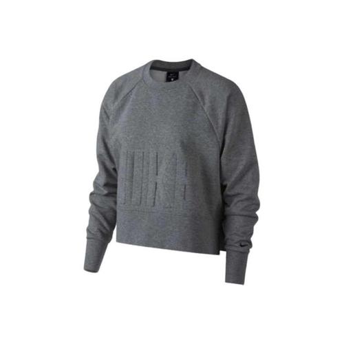 

Nike Solid Color Large Letter Logo Embossed Cropped Long-Sleeve Sweatshirt Women S серый