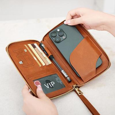 Multi-Function RFID Passport Holder and Travel Wallet with Zipper