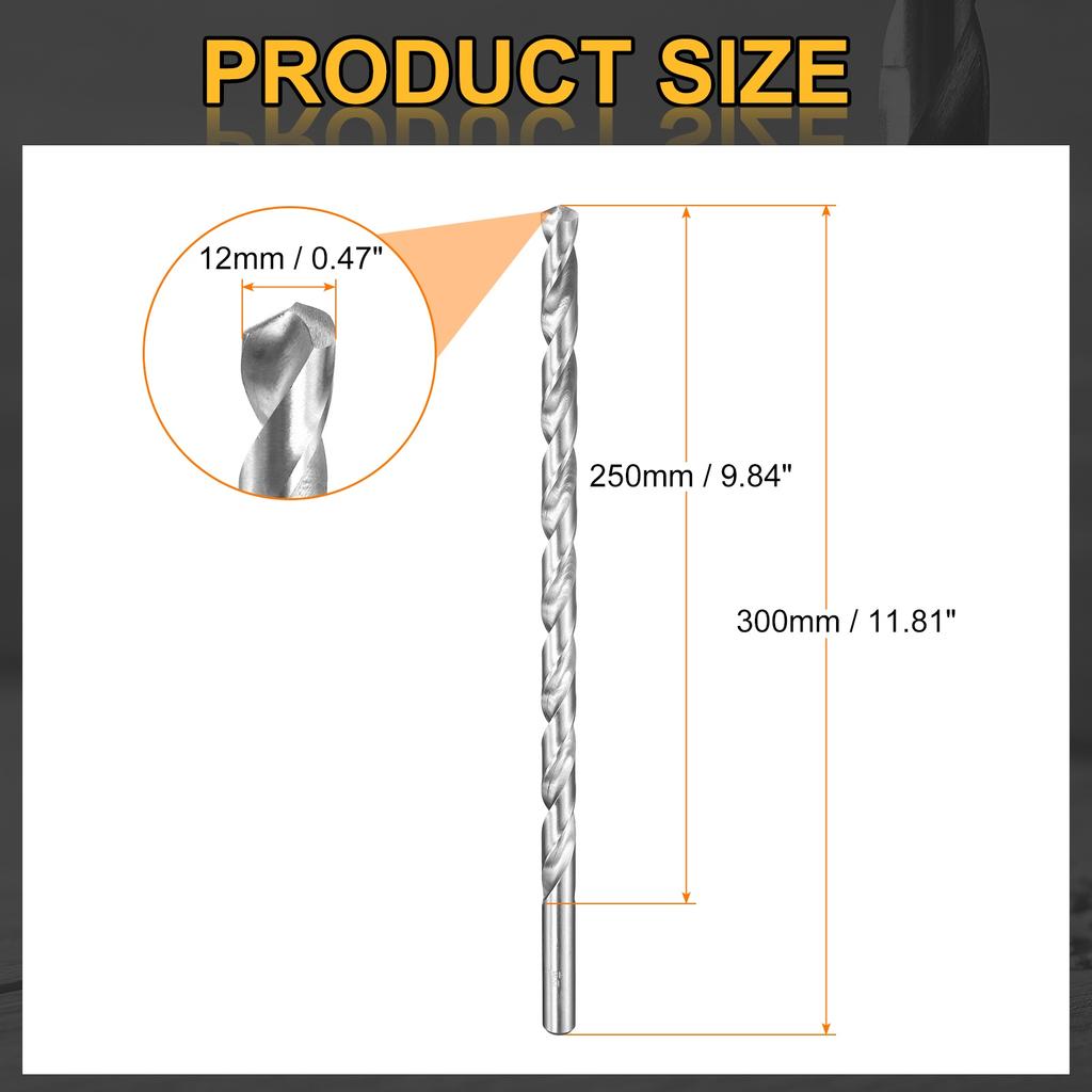 2pcs 2.5/3/4/5/6/8/10/12/14mm Dia Extra Long Twist Drill Bit HSS Spiral Jobber Drill Bits Drilling Tools for Wood Plastic Metal