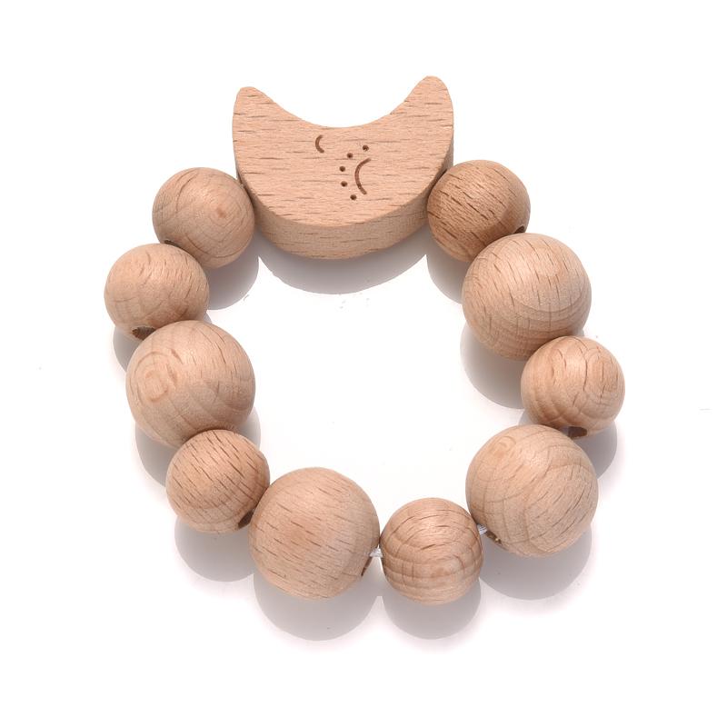 

Baby Beech Wood Pacifier Clip Hand Ring Set Wooden Round Bead Soother Nipple Chain For Nursing Toy Infant Teether Teething Chain