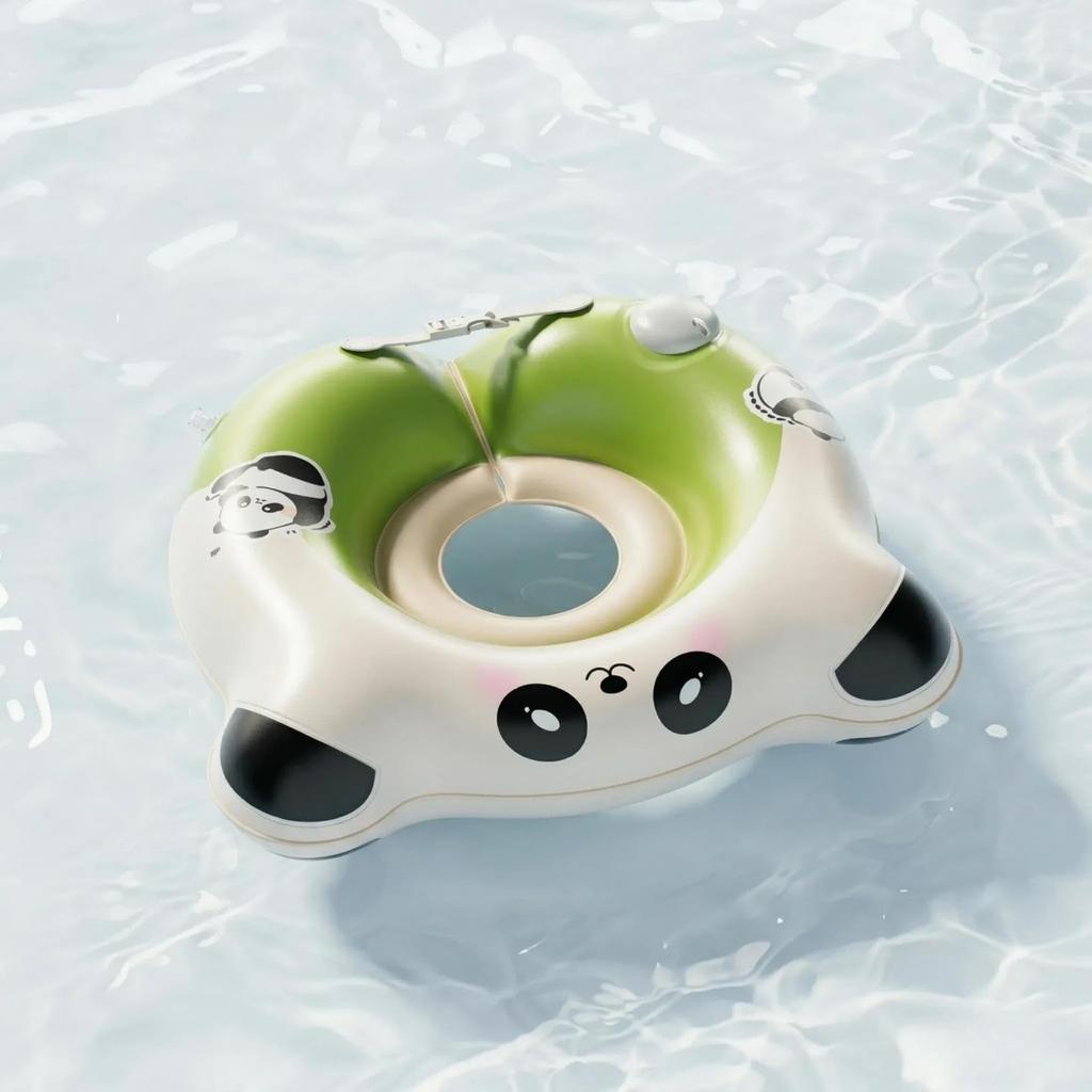 Panda-patterned inflatable swimming ring (pump not included). Strong buoyancy. Swimming aid for pools, water play, and summer activities. Cute design