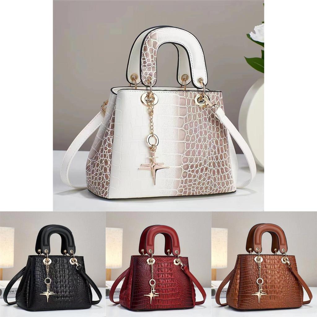 Crocodile Pattern Fashion Women's Handbag Large Capacity Soft Leather Atmospheric Middle-aged Mom Bag
