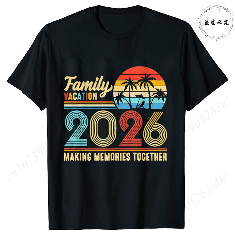 Family Vacation 2026 Retro T-shirts: Vintage Sunset Palm Graphic Tops Fashion Unisex & Unisex Making Memories Together Vacation Tees
