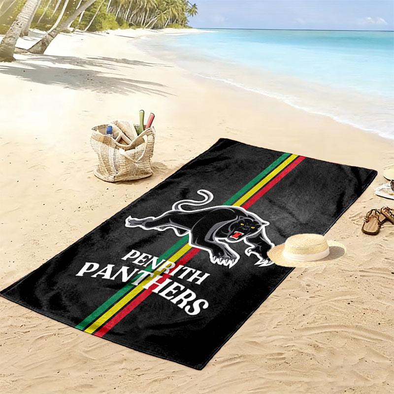 True Penrith Panthers Print Beach Towel, Large Soft Quick Dry Towel for Beach Camping Swimming