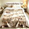 Horse Theme Custom Blanket Personalized Name & Text Customized Soft Warm Throw Blanket Home Decor